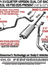 Solo Performance Mach-44-XV Dual Catback Exhaust System - Quieter Version (145" Wheel Base) Ford F-150 5.0L 2015-2019                                     - 998144SL - Image 4