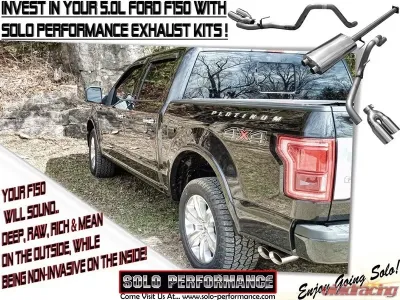 Solo Performance Mach-44-XV Dual Catback Exhaust System - Quieter Version (145" Wheel Base) Ford F-150 5.0L 2015-2019 - 998144SL