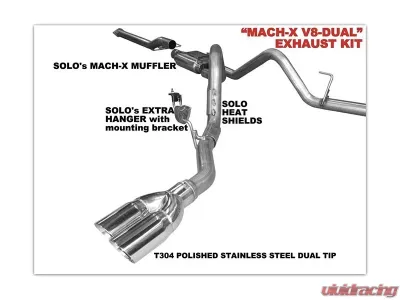 Solo Performance Mach-X-V8 Dual Catback Exhaust Kit (157" Wheel Base) Ford F-150 2011-2014 - 998157SL