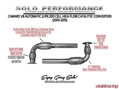 Solo Performance Ultra High Flow Converter Chevrolet Camaro SS V8 L99 AT 2010-2015 - C23912 - C23913