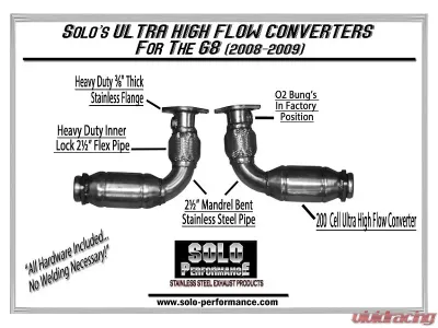 Solo Performance 3" Ultra High Flow Converters Pontiac G8 V8 2008-2009 - C24110 - C24111