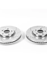 Power Stop Evolution Drilled & Slotted Rotors - Pair Front Audi A4 2012-2016                                     - EBR1208XPR - Image 2