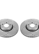 Power Stop Evolution Drilled & Slotted Rotors - Pair Front Volvo XC90 2003-2014                                     - EBR1285XPR - Image 2