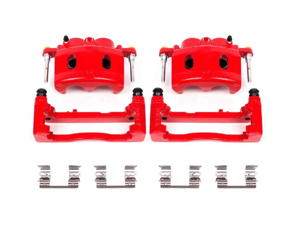 Power Stop Red Calipers w/Brackets - Pair Front Cadillac Escalade 2008-2016 - S4918A