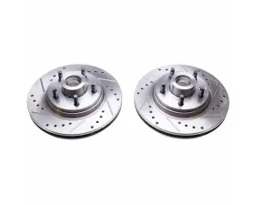 Power Stop Evolution Drilled & Slotted Rotors - Pair Front Ford Mustang 1984-1986
