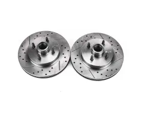 Power Stop Evolution Drilled & Slotted Rotors - Pair Front Ford Mustang 1987-1993
