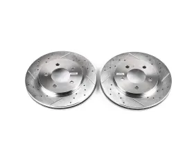 Power Stop Evolution Drilled & Slotted Rotors - Pair Front Chrysler Grand Voyager 2000