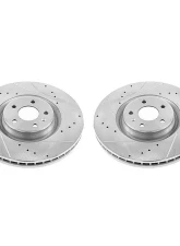 Power Stop Evolution Drilled & Slotted Rotors - Pair Front Audi A6 2017-2018                                     - EBR1206XPR - Image 2