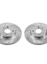 Power Stop Evolution Drilled & Slotted Rotors - Pair Front Fiat 500 2012-2018                                     - EBR1296XPR - Image 2