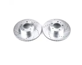 Power Stop Evolution Drilled & Slotted Rotors - Pair Front BMW 525i 1989-1995