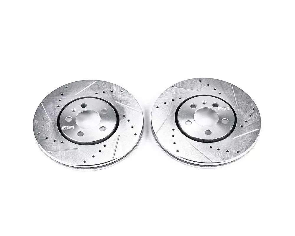 Power Stop Evolution Drilled & Slotted Rotors - Pair Front Volkswagen Golf 1996-1999 - EBR482XPR