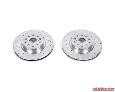 Power Stop Evolution Drilled & Slotted Rotors - Pair Front Lexus LS460 2007-2017 - JBR1304XPR
