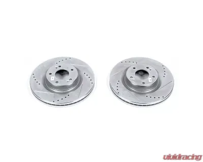 Power Stop Evolution Drilled & Slotted Rotors - Pair Front Hyundai Genesis Coupe 2010-2016 - JBR1531XPR
