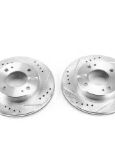 Power Stop Evolution Drilled & Slotted Rotors - Pair Front Mitsubishi Mirage 2014-2015                                     - JBR1722XPR - Image 2