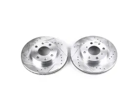 Power Stop Evolution Drilled & Slotted Rotors - Pair Front Honda Civic 1990-2000