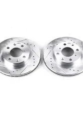 Power Stop Evolution Drilled & Slotted Rotors - Pair Front Honda Civic 1990-2000                                     - JBR525XPR - Image 2