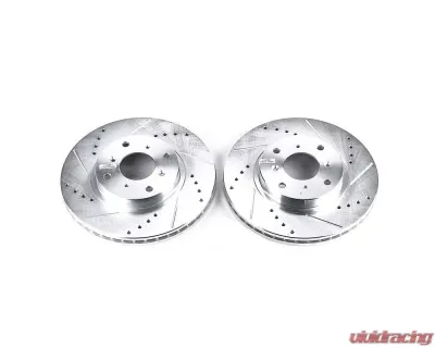 Power Stop Evolution Drilled & Slotted Rotors - Pair Front Honda Prelude 1993-1996 - JBR707XPR