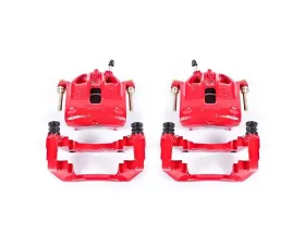 Power Stop Red Calipers w/Brackets - Pair Front BMW 318i 1991
