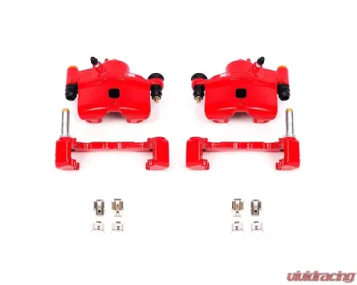 Power Stop Red Calipers w/Brackets - Pair Front Honda Civic 1990-2000 - S1379