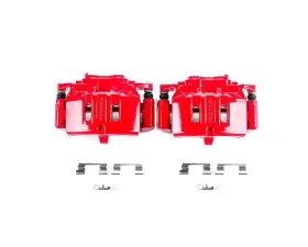 Power Stop Red Calipers w/Brackets - Pair Front Ford Mustang 2015-2022