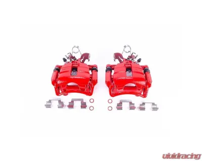 Power Stop Red Calipers w/Brackets - Pair Rear Audi S4 2004-2009 - S3252