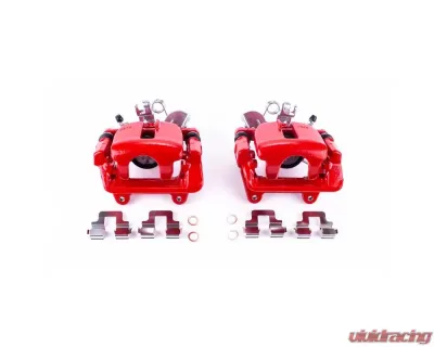 Power Stop Red Calipers w/Brackets - Pair Rear Audi A4 2005-2009 - S3414