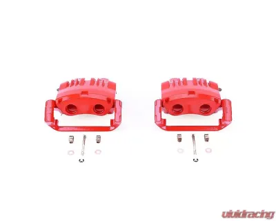 Power Stop Red Calipers w/Brackets - Pair Front Ford Mustang 1999-2001 - S4766C