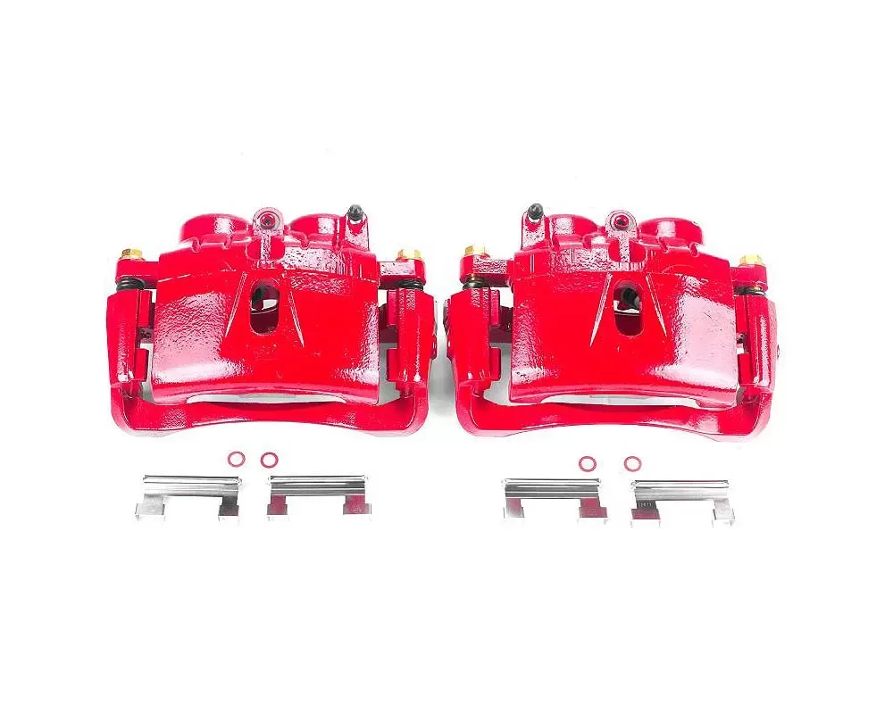 Power Stop Red Calipers w/Brackets - Pair Front Chevrolet Express 3500 2003-2019 - S4816