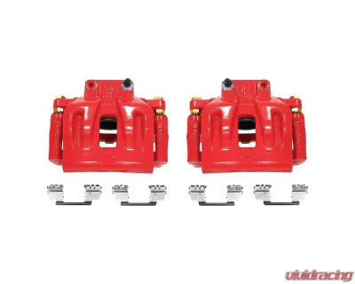 Power Stop Red Calipers w/Brackets - Pair Front Chrysler 300 2012-2017 - S4968A