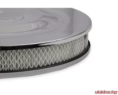 Mr. Gasket Air Cleaner - 14 Inch Diameter x 2-1/4 Inch Tall - Chrome CLEARANCE - 1480