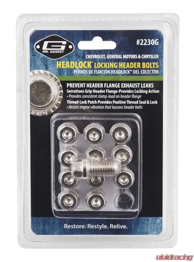 Mr. Gasket Headlock Locking Header Bolts - 3/8-16 x 3/4 Inch - Set of 12 - 2230G