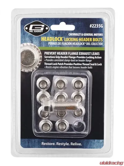 Mr. Gasket Headlock Locking Header Bolts - M8-1.25 x 25mm - Set of 12 - 2235G