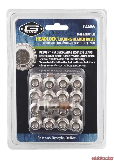 Mr. Gasket Headlock Locking Header Bolts - M8-1.25 x 25mm - Set of 17 - 2236G