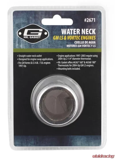 Mr. Gasket Water Neck - Straight - Chrome - 2671