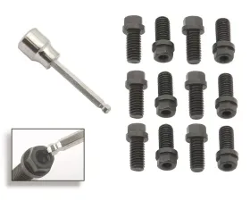 Mr. Gasket Header Bolts - 3/8-16 x 3/4 Inch Hex & Socket Head - Black Oxide