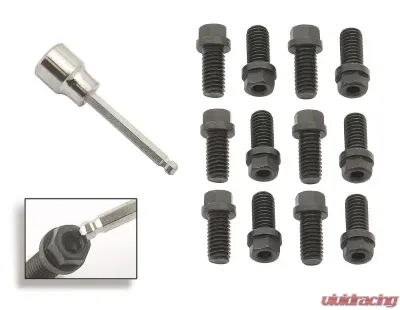 Mr. Gasket Header Bolts - 3/8-16 x 3/4 Inch Hex & Socket Head - Black Oxide - 3420G