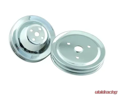 Mr. Gasket Chrome Pulley Set - Two Groove Upper & Lower Pulleys - 4961