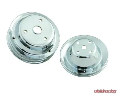 Mr. Gasket Chrome Pulley Set - Single Groove Upper, Double Groove Lower - 4962
