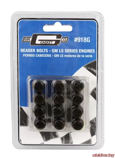 Mr. Gasket Header Bolts - M8-1.25 25mm Hex Head - Black Oxide - 918G