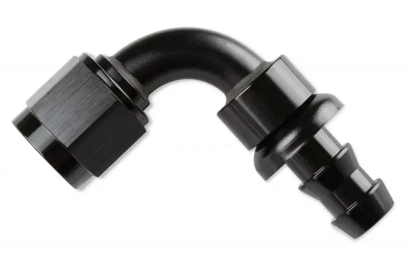 Mr. Gasket -6 AN 90 Degree Push-On Hose Ends - Black - 209006-BL