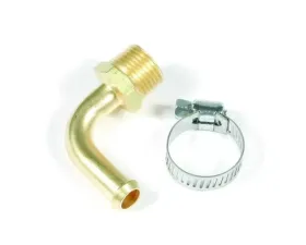 Mr. Gasket Fuel Line Fitting - 3/8 Inch NPT to 3/8 Inch Hose Barb - 90 Degree - Brass
