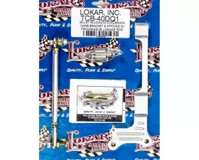 Lokar Edelbrock 4-Barrel Carburetors Throttle Cable Bracket with Stainless Return Spring (Carb Mount | Progressive Linkage Rod)