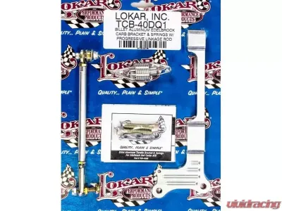 Lokar Edelbrock 4-Barrel Carburetors Throttle Cable Bracket with Stainless Return Spring (Carb Mount | Progressive Linkage Rod) - TCB-40DQ1