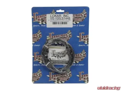 Lokar 4ft Vintage Series Woven Cotton Throttle Cable (Black & Blue) GM LS-Series - Kit - VS-100LS1448