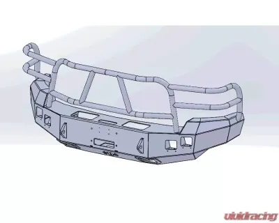 Hammerhead Armor Silverado Front Winch Bumper Full Brushguard For 07-10 Silverado 2500-3500 Black Steel X-Series - 600-56-0057