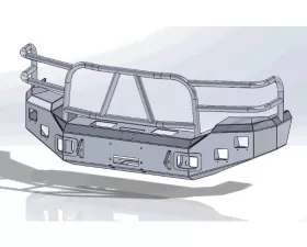 Hammerhead Armor F-250-F-550/Excursion Front Winch Bumper X-Series Full Brushguard For 05-07 Ford F-250-F-550/Excursion Black Steel