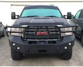 Hammerhead Armor Sierra Front Winch Bumper Full Brushguard For 11-14 Sierra 2500-3500 Black Steel X-Series