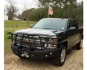 Hammerhead Armor Silverado Front Winch Bumper Full Brushguard For 14-15 Silverado 1500 Black Steel X-Series