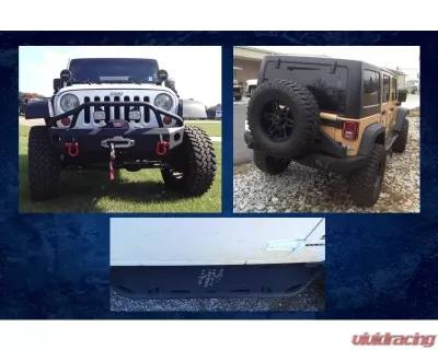 Hammerhead Armor Jeep JK Stubby Bumper Kit Front/Rear Bumper/Spare Tire Carrier/Running Boards For 07-18 Wrangler JK 2 Door Black - 600-56-0246