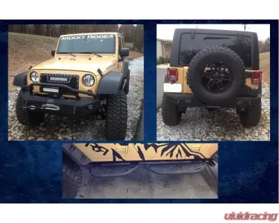 Hammerhead Armor Jeep JK Stubby Bumper Kit Front/Rear Bumper/Spare Tire Carrier/Running Boards For 07-18 Wrangler JK 4 Door Black - 600-56-0247
